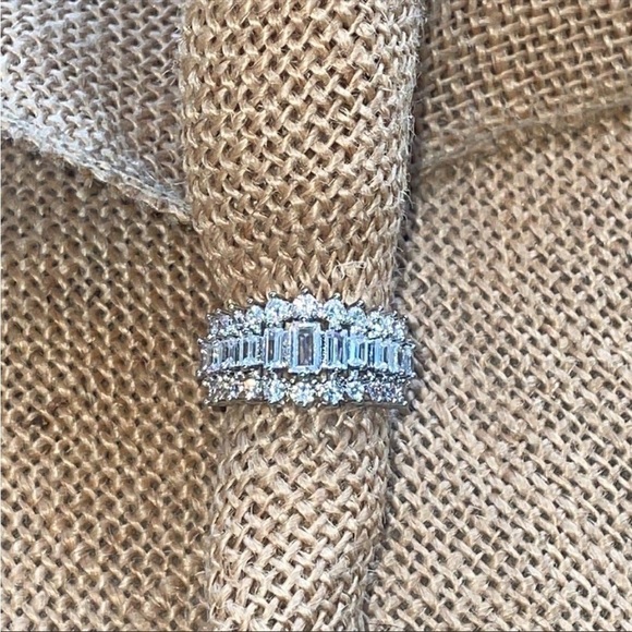 Wedding bridal anniversary sterling silver crown ring CZ  Rectangular Sp… - Picture 6 of 17
